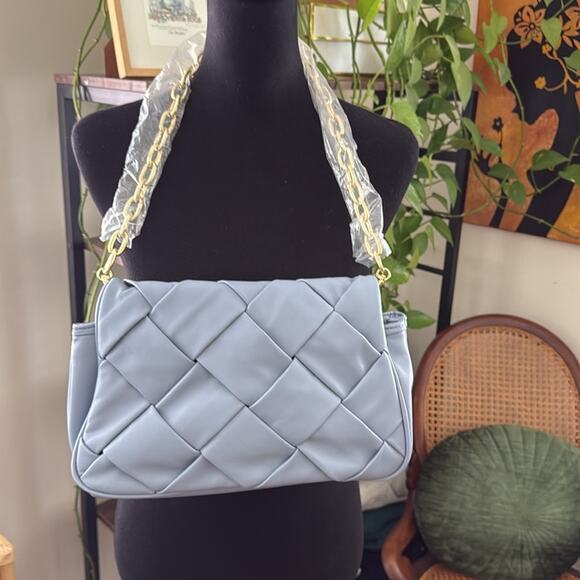 NWT Jules Kae Charlie Periwinkle Quilted Vegan Leather Chain Strap Shoulder Bag - Picture 2 of 8